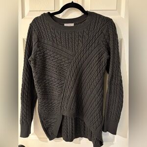 Evolution by Cyrus Dark Gray Cable Knit Sweater  Asymmetrical Small